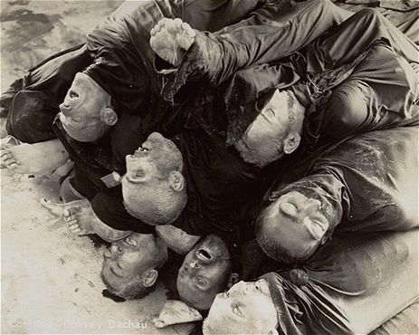 Corpses stacked at Dachau